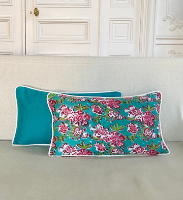 Housse de coussin Azalée vert <br>Rectangulaire