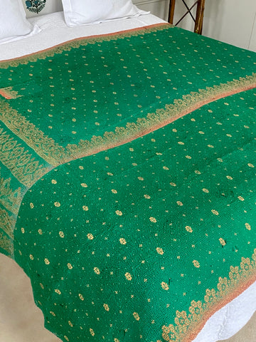 Jeté de lit Kantha Esmeralda