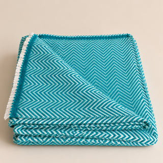 Jeté de lit plaid en merinos Turquoise