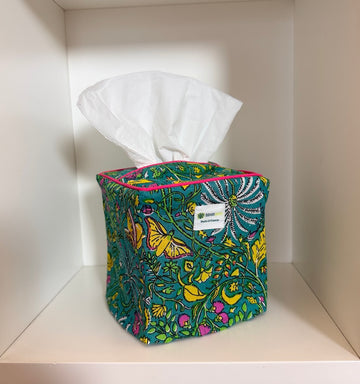 Tropical vert tissue box cover
