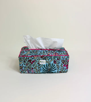 Tropical bleu tissue box cover