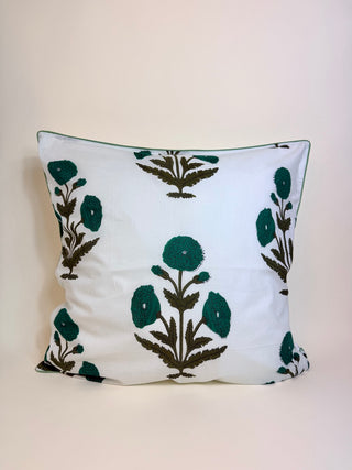 Green Poppy Pillowcase<br> Square