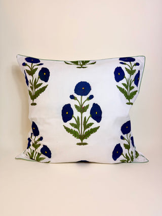 Poppy bleu Pillowcase<br> Square