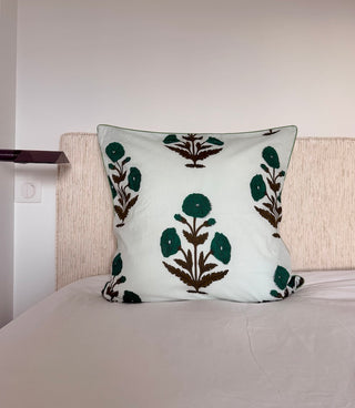 Green Poppy Pillowcase<br> Square