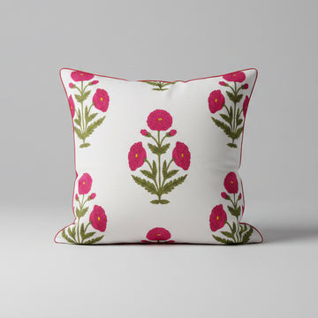 Green Poppy Pillowcase<br> Square