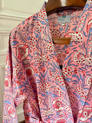 Kimono Feuillage rose