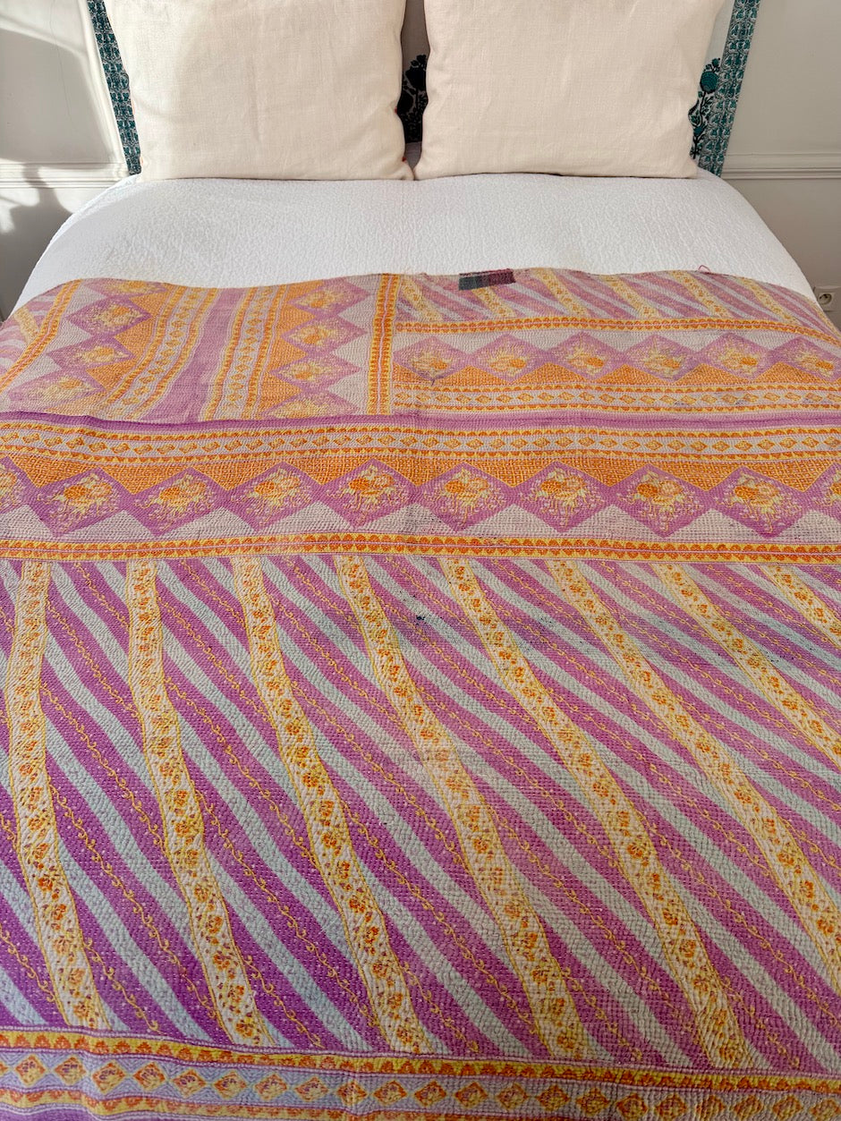 Jeté de lit Kantha Pistil