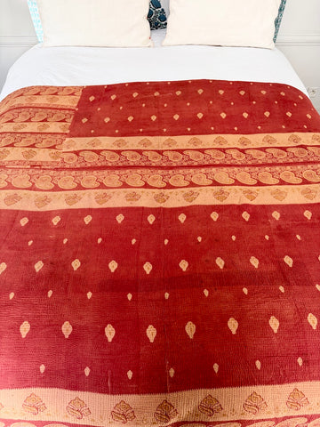 Jeté de lit Kantha Terracotta
