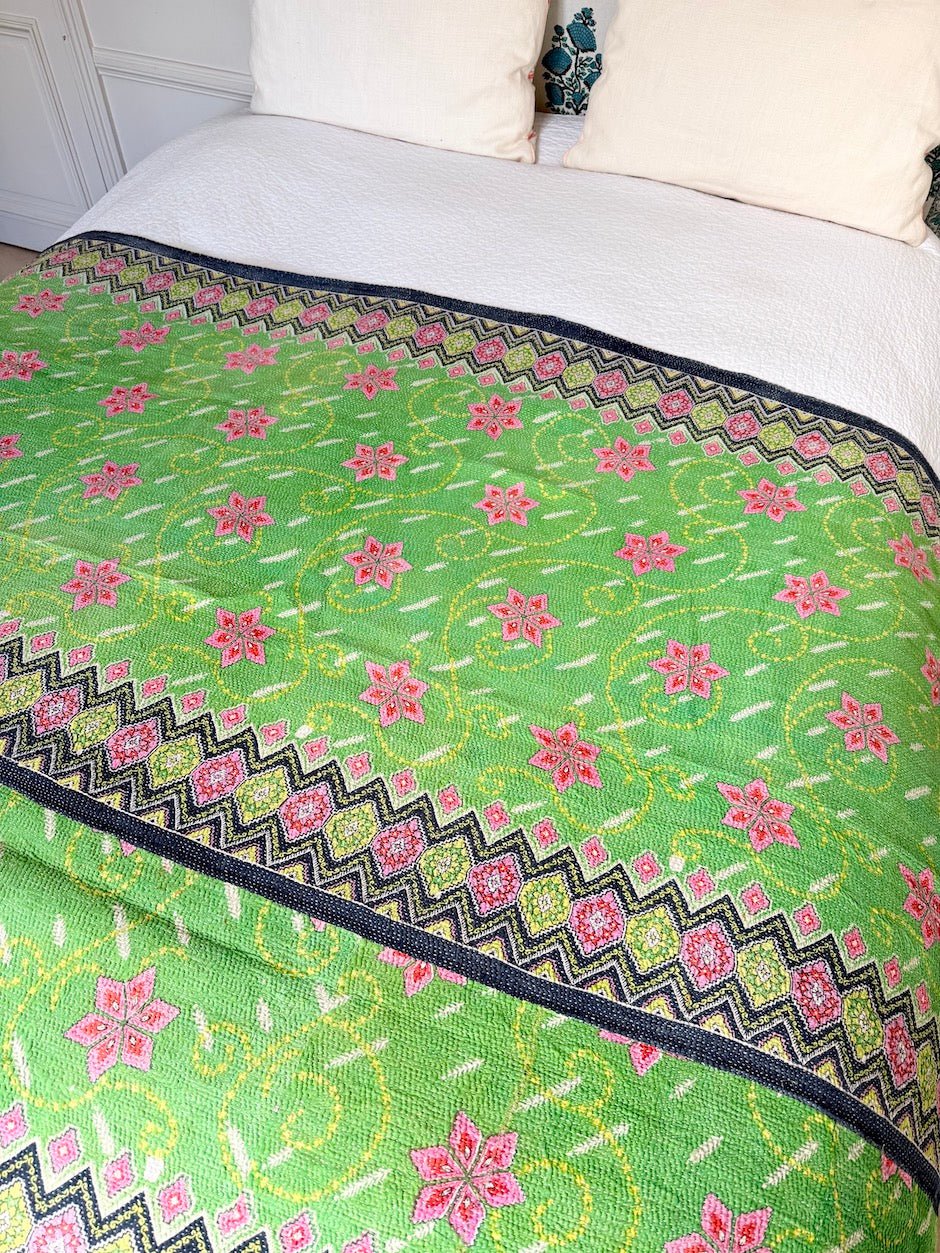Jeté de lit Kantha Granny Smith