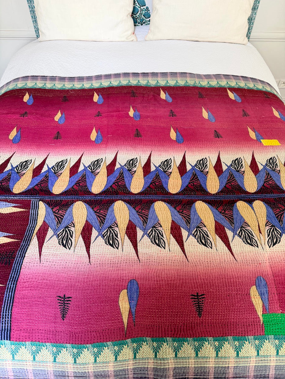 Jeté de lit Kantha Baobab