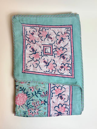 Dessus de lit Pivoine Turquoise