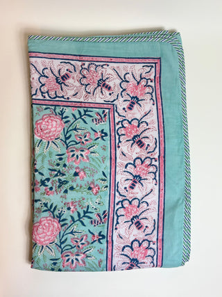 Dessus de lit Pivoine Turquoise