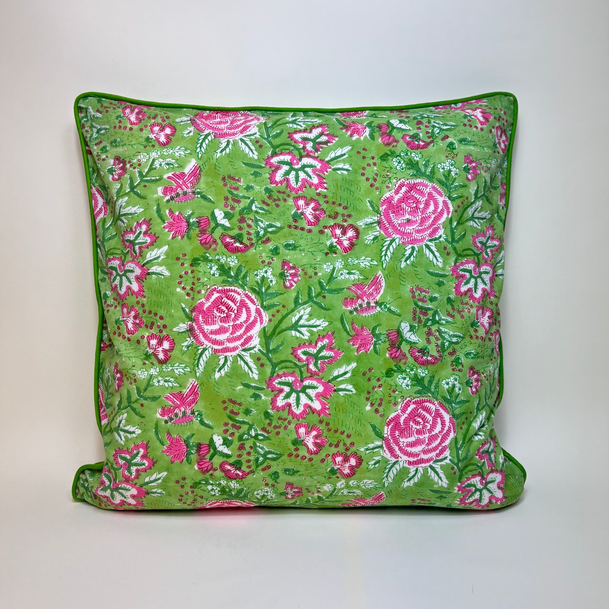Housse de coussin Pivoine Vert <br> Carrée