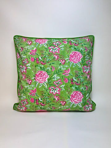 Housse de coussin Pivoine Vert <br> Carrée