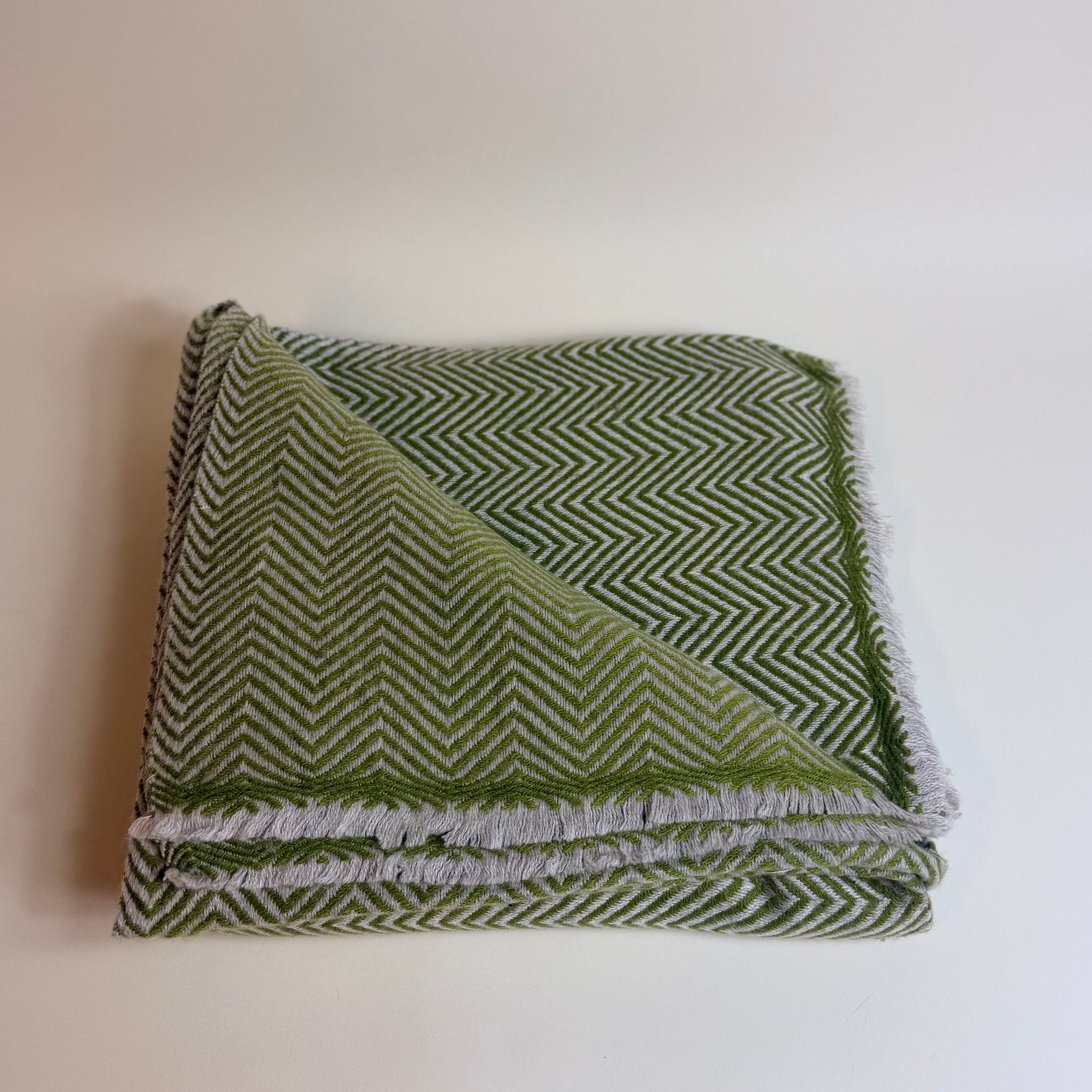 Jeté de lit plaid en merinos Olive